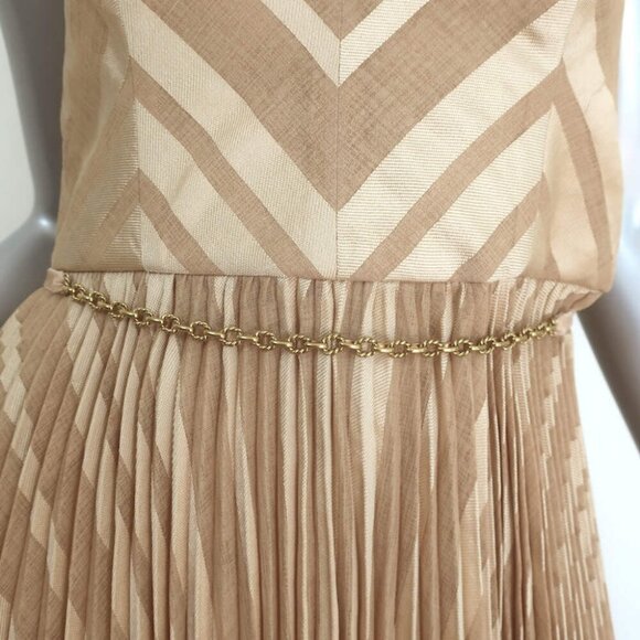 Zimmerman Burnout Strapless Pleated Midi Dress Gold Twill Size 2 - Picture 2 of 7